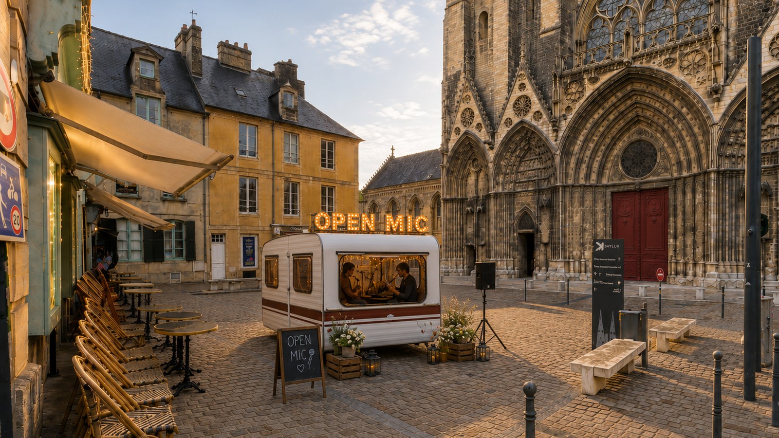 Open Mic Caravane Bessin Live Production sur le parvis de la cathédrale de Bayeux